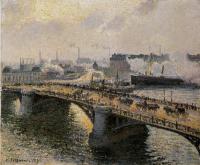 Pissarro, Camille - The Boieldieu Bridge, Rouen, Sunset, Misty Weather